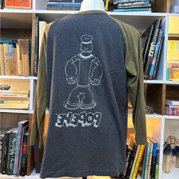 Popeye Graphic Men's Raglan Shirt - Gray and Olive - Picture 3 of 5
